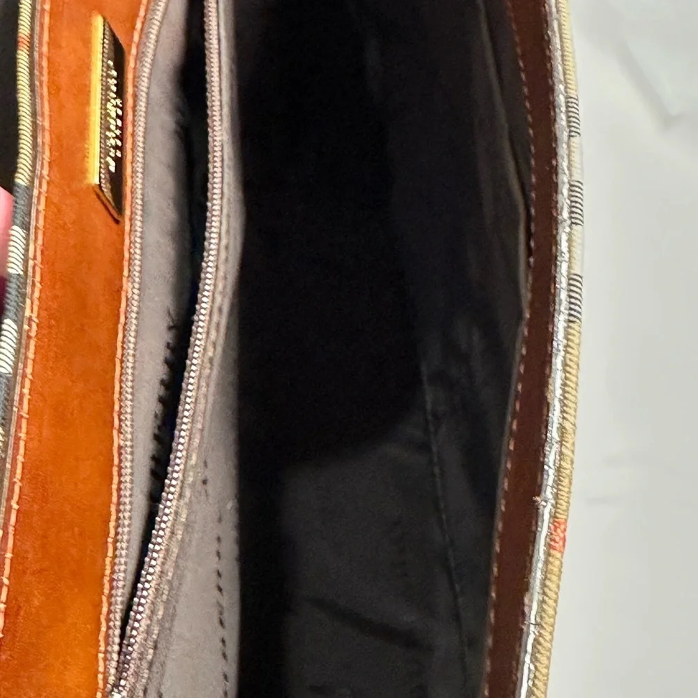 Burberry Nova Check Canvas & Leather Messenger Shoulder Bag